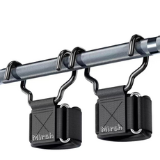 Mirsh 헬스 철봉 후크 턱걸이 그립 스트랩 밴드, 2개, 블랙