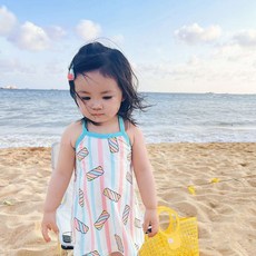 萱寶媽咪baby童裝館 女童韓版冰絲吊帶連身裙 夏季背心洋裝 露背連衣裙 童裝 粉色系可愛風