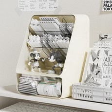 The모아 데스크오거나이저 데스크 정리함 책상 사무용품 수납, 1개, 스탠다드 크림