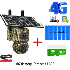 8MP 트레일 카메라 듀얼 렌즈 실외 3G/4G LTE 360도 태양광 발전 ° 팬 틸트 4K 나이트 비전 스마트 모션, 01 빠른  Mainland, 01 4G ADD 32GB