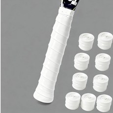 테니스 그립 테이프 라켓 교체 오버그립 손잡이 9팩 얇고 미끄럼 방지 땀 흡수 배드민턴 스포츠 애호가용, White