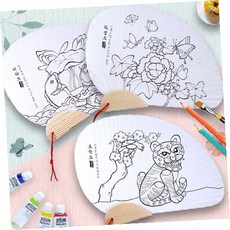 전통민화 부채 컬러링북 그림그리기 방과후 미술 활동 만들기 패키지 창의력 발달 체험 교구, 1개, 호작도