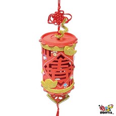 DOITYA DIY燈籠材料包 新年元宵節手作裝飾, 新春爆竹造型燈籠(含led燈+提桿), 紅色
