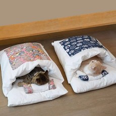 씨플 반려동물 고양이 이불 담요 베개 세트 방석, 1.남색 고양이