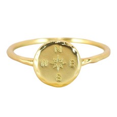 Pura Vida 美國手工 指南針造型金色戒指, 1個