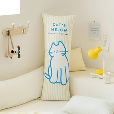 shez Home 微型DTP動物印花長形抱枕, 奶油黃貓咪款