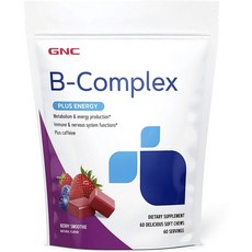 GNC 健安喜 B-Complex Plus 能量漿果冰沙美味軟咀嚼, 1個, 60 件