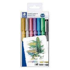 스테들러 STAEDTLER 메탈릭 마커펜 6색 세트 1세트 8323-SWP6P, 상세페이지 참조
