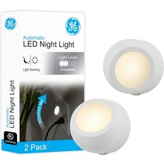 GE 회전식 LED 야간 조명 플러그인 360° 방향성 황혼에서 새벽까지 센서 UL 인증 에너지 효율성 침실 욕실 계단 복도 31533 2팩 흰색 2카, White Classic, 2 Pack