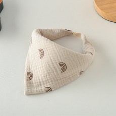 嬰兒三角口水巾 紗布方巾 純棉紗布三角巾 寶寶洗臉巾 新生超軟小方巾, 1個, 棕色彩虹