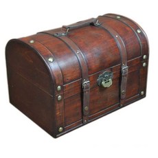 나무 보물 상자 빈티지 해적 레트로 자물쇠 보석함 장난감 보관함 골동품 복고풍 수납함 촬영 소품, 1. S(30x16x16)A형, 01. 잠금장치가 없는 기본 소형