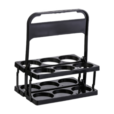 可折疊水瓶提籃 多瓶飲料收納架 戶外野餐露營必備 簡約時尚設計 方便攜帶, 黑色, 1個