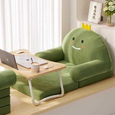 1인 소파베드 침대 원룸 쇼파 패브릭 1인용 좌식 리클라이너 매트리스 자취, 1. 그린 공룡 2단 접이식 0.8m