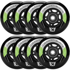 쿠트릭 8팩 인라인 스케이트 휠 64mm 70mm 72mm 76mm 80mm - ABEC9 베어링 85A 듀로미터 PU 롤러블레이드 롤러 더비 스케이트와 호환 가능, 72MM/Black