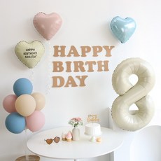 이벤트홀릭 크림 블루 풍선 생일파티용품세트(자유레터링), 1개, 숫자풍선 8