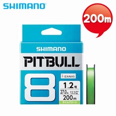 시마노 루어 합사 PE 라인 핏불 8 합사 200m 라임그린 1호 PL-M68R, 라임그린 1.0호[4969363573186], 1개