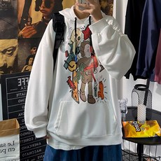 후드 남 트렌드 뚱보 빅 사이즈 캐주얼 상의 봄가을 프린트 후드 코트 134번 WG Z