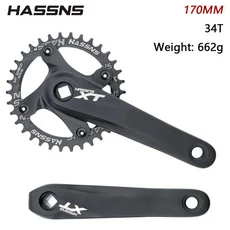 HASSNS XT 알루미늄 합금 산악 자전거 크랭크셋 사각 구멍 MTB 170mm 32 T 42T, 07 HA black 34T, 01 170mm