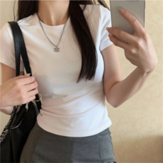 [오앤디샵] 라운드 슬림 반팔 숏티셔츠 베이직