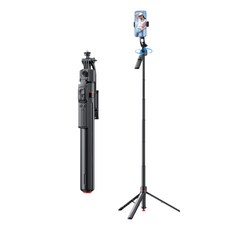 TT07 AI追蹤 落地自動彈開 藍牙自拍棒 三腳架 落地手機支架, 1個, 黑色(限時送收納袋)