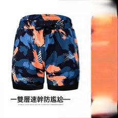 男士雙層速乾寬鬆泳褲 沙灘游泳兩用透氣舒適