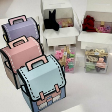 책가방 포장 상자 가방형 핸드백 미니박스 디자인 종이 포장용 다용도 생일 선물 포장 박스 5p