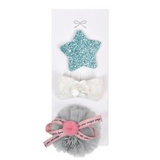 올치 반려동물 똑딱 집게 머리 핀 혼합 세트, 3개, 반짝 블루