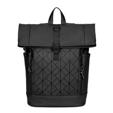 專業登山包 露營 戶外揹包 純色防水雙肩包大容量大學生電腦包多功能戶外旅行通勤全防水包, 菱格款 黑色