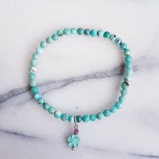 天然原礦綠松石小花單圈手串，清新自然，簡約時尚，提升氣質