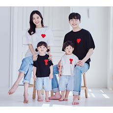 여행 대가족사진의상 돌촬영 패밀리룩 칠순환갑 B하트 반팔 패밀리 22B01