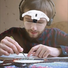 COVERONE 헤드 돋보기 핸즈프리 LED 조명 고화질 확대경, 1개