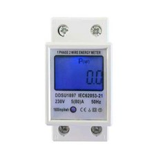 백라이트 단상 에너지 미터 레일 전기 미터 5-80A 230V 50Hz Din-Rail과 호환되는 DIN-Rail 전기 미터, Style A, 1개, 사이즈 이미지 참고