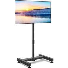 TVON TV 바닥 스탠드 13-50인치 LCD LED 평면 TV용커브 패널 화면 최대 44파운드 높이 조절 가능한 스탠드VESA 200x200 포함 침실 기숙사 방 사무실용, Black, 13-50 inch TVs, 44