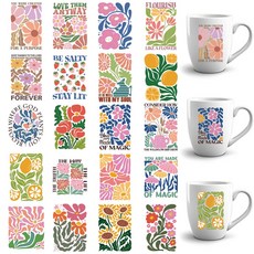 20개 동물 모양 플라스틱 열전사 필름 스티커 (UV 승화 인쇄용 컵/꽃 무늬 55x40mm), 혼합색