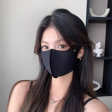 1p/2p 통기성 좋은 쿨링 3D 입체 기미 마스크 자외선 차단 골프 운동, 1개, 블랙