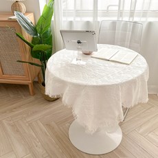 KOUJI 叩吉好物 花邊桌布 餐桌裝飾, 1個, 90x90cm, 白交叉紋