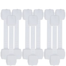 桃園出貨 抽屜鎖兒童安全鎖寶寶防開櫃子櫃門鎖釦冰箱鎖嬰兒防護免打孔童鎖, 雙安全-白色-9條裝, 1個