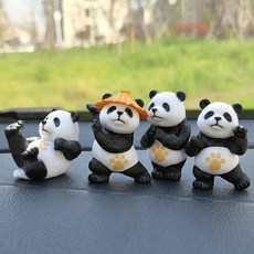 미오라 귀여운 자동차장식품 캐릭터 피규어인형 4종 세트, 1세트, 블랙