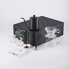 手沖咖啡套裝手搖磨豆機家用戶外分享壺手沖壺禮盒咖啡, 1個, 入門級禮盒套裝:如圖所示435, 1L