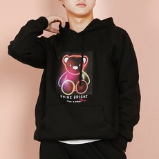 Auraq 男女共款熊圖案大尺碼刷毛帽T