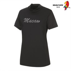 마코 (여성)큐빅 로고 반하이넥 반팔 티셔츠_MMW2TH81