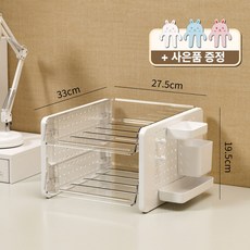 [DIY 높이 조절] 다용도 서랍 정리함/ 튼튼한 사무용 책상 수납함 & 선반, 2단, 수정 투명+화이트