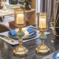 拾光優選好物 北歐輕奢 燭臺花瓶 浪漫燭光晚餐道具 美式客廳餐桌花器擺件, 一套 配套送無煙蠟燭