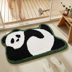 DEXI 부드러운 도톰 극세사 욕실 화장실 현관 미끄럼방지 논슬립 프리미엄 욕실 발매트, 액션 팬더(그린)