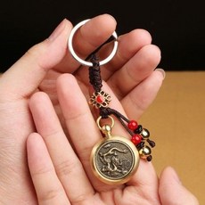 編織鑰匙圈 汽車鑰匙扣 黃銅十二生肖轉錢, 瀧姩轉錢鑰匙扣【龍】, 1個