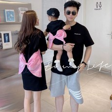 채움다 여름 가족사진의상 엄마 아동 반팔 티셔츠 원피스 빅사이즈 패밀리룩