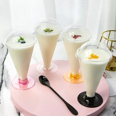 카페 일회용 파르페포장용기 요거트 컵 투명 50개 투명 뚜껑 + 긴 손잡이 스푼 포함 2종, 투명 긴 손잡이 스푼 포함 50세트 2종