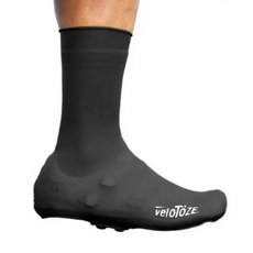 VELOTOZE 矽膠長筒鞋套 快扣式 防水防風 單車元素 黑色/白色, 黑色,M 40.5~42.5
