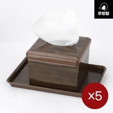 옹이 티슈케이스 5개 묶음 사각티슈함 플라스틱냅킨통 식당휴지함 나무무늬