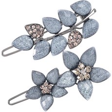 [ 734962 ] 힌지크 2피스 5.1cm(2인치) 빈티지 라인스톤 헤어 클립 그레이 플라워 크리스탈 작은 장식 머리핀 웨딩 약혼 프롬 발렌타인 액세서리 여성 신부용